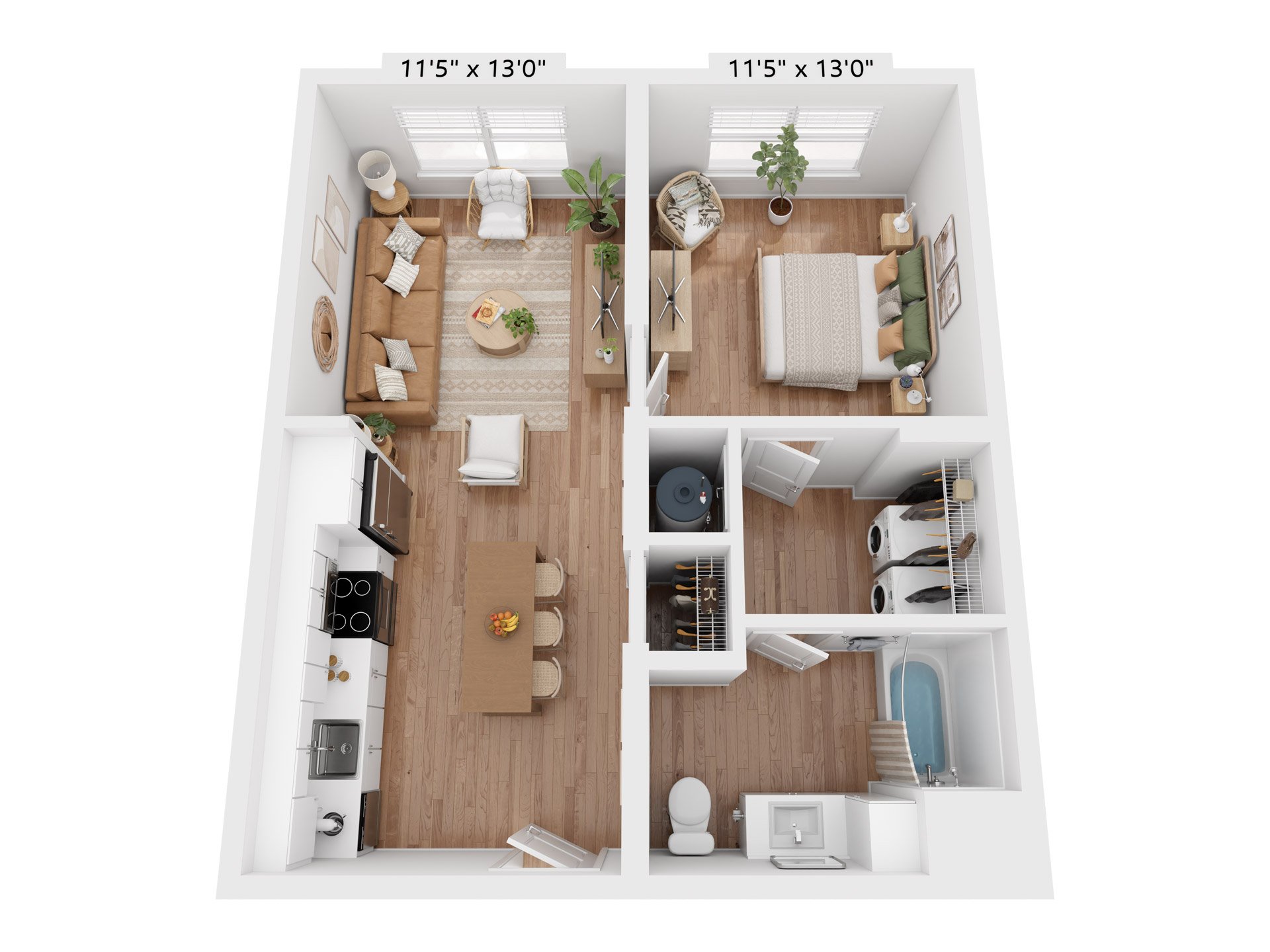 Floor plan map for a one bedroom apartment at Ltd. Findlay in Coraopolis, PA, featuring rooms with dimensions.