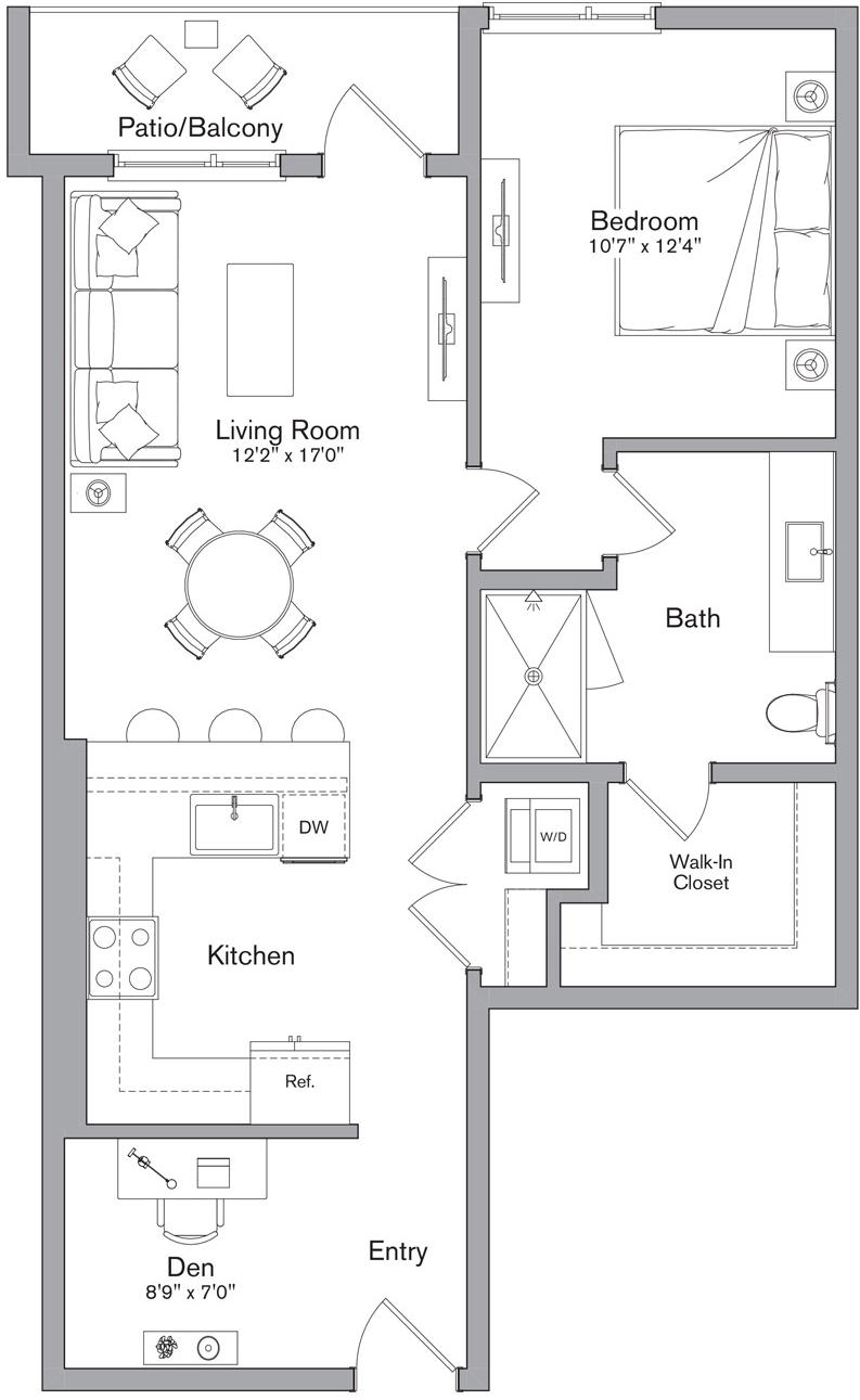 Floor plan layout diagram for A7 + Den