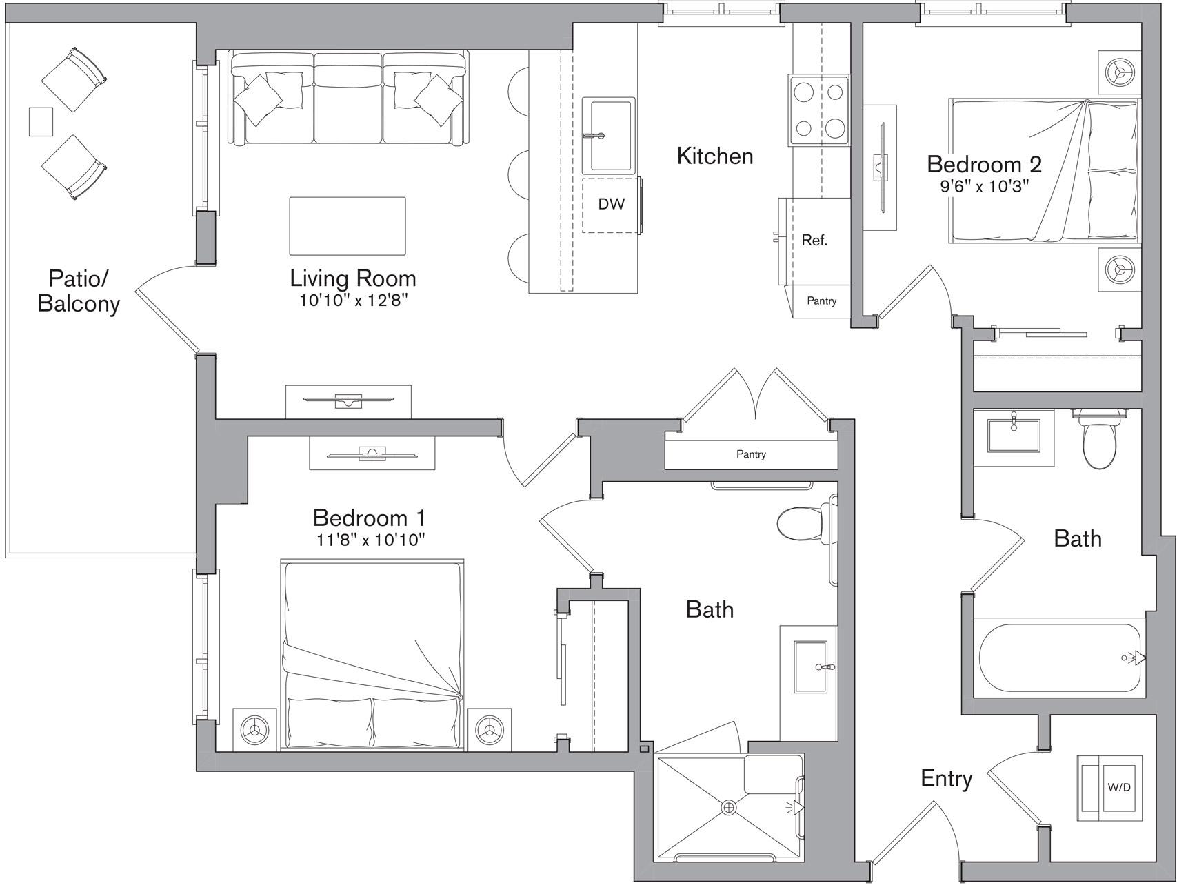 Floor plan layout diagram for B2
