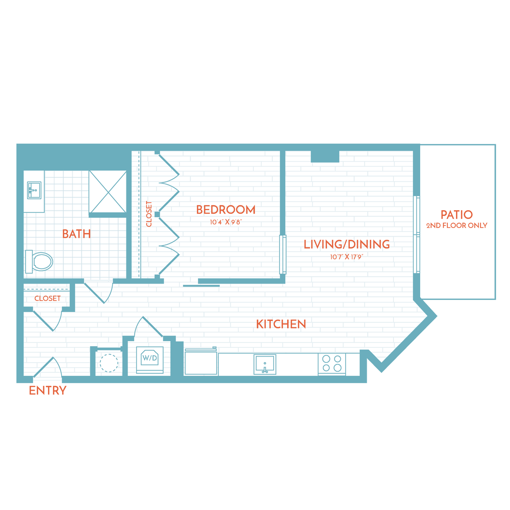 Floor plan layout diagram for B5 | 1 Bed | 1 Bath
