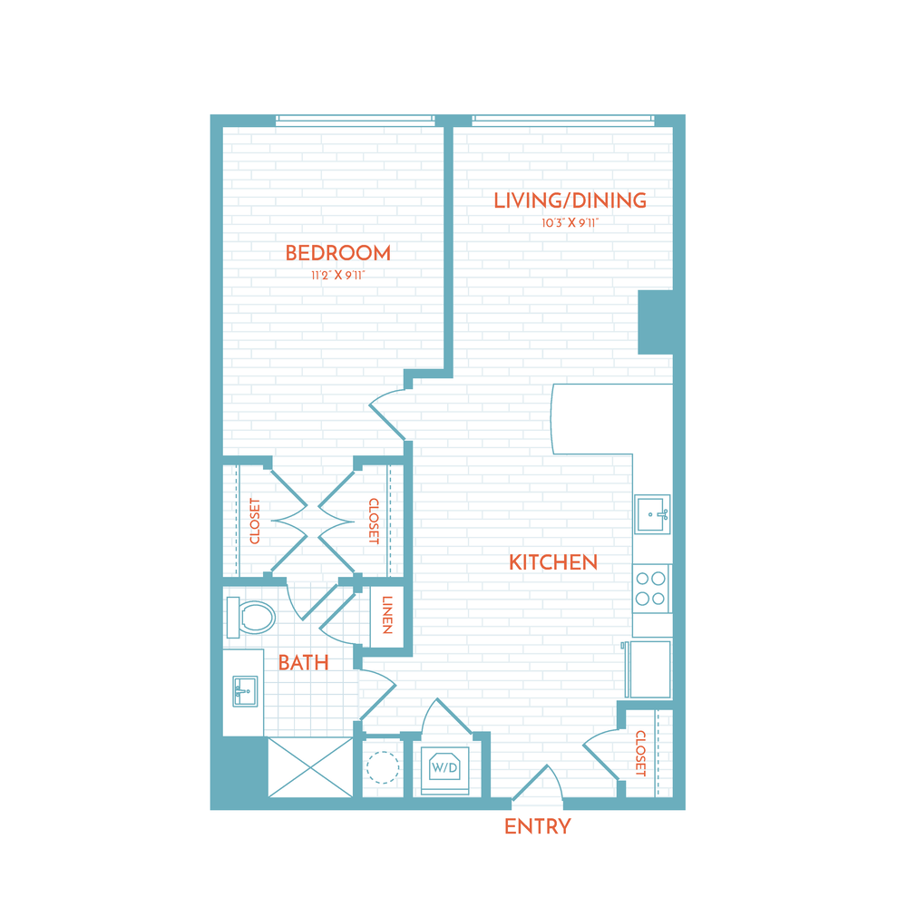 Floor plan layout diagram for C4.1 | 1 Bed | 1 Bath