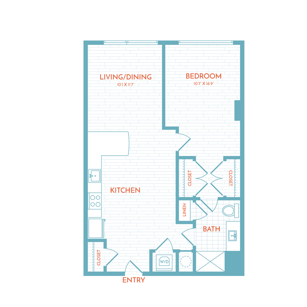 Floor plan layout diagram for C4.2 | 1 Bed | 1 Bath