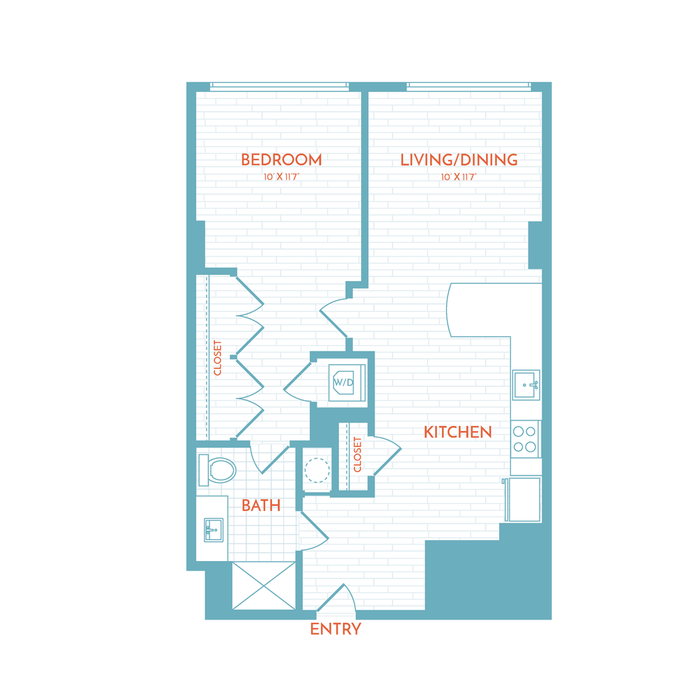 Floor plan layout diagram for C6.1 | 1 Bed | 1 Bath