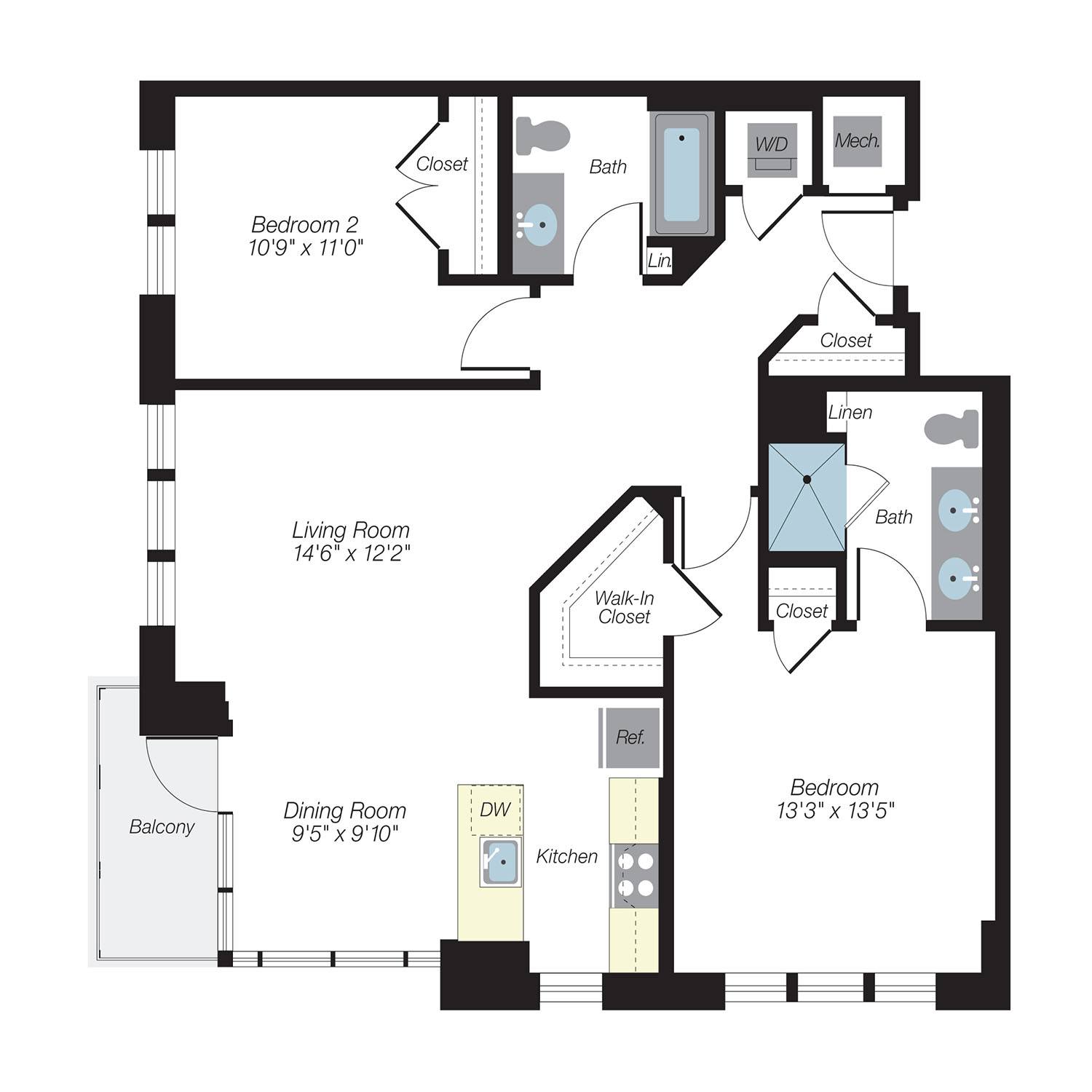 Floor plan layout diagram for B2