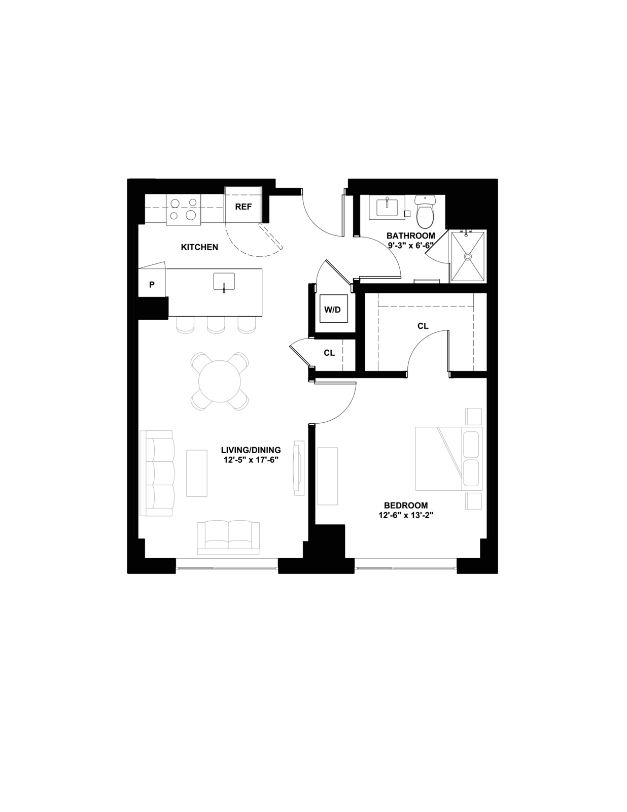 Floor plan layout diagram for 1C-1