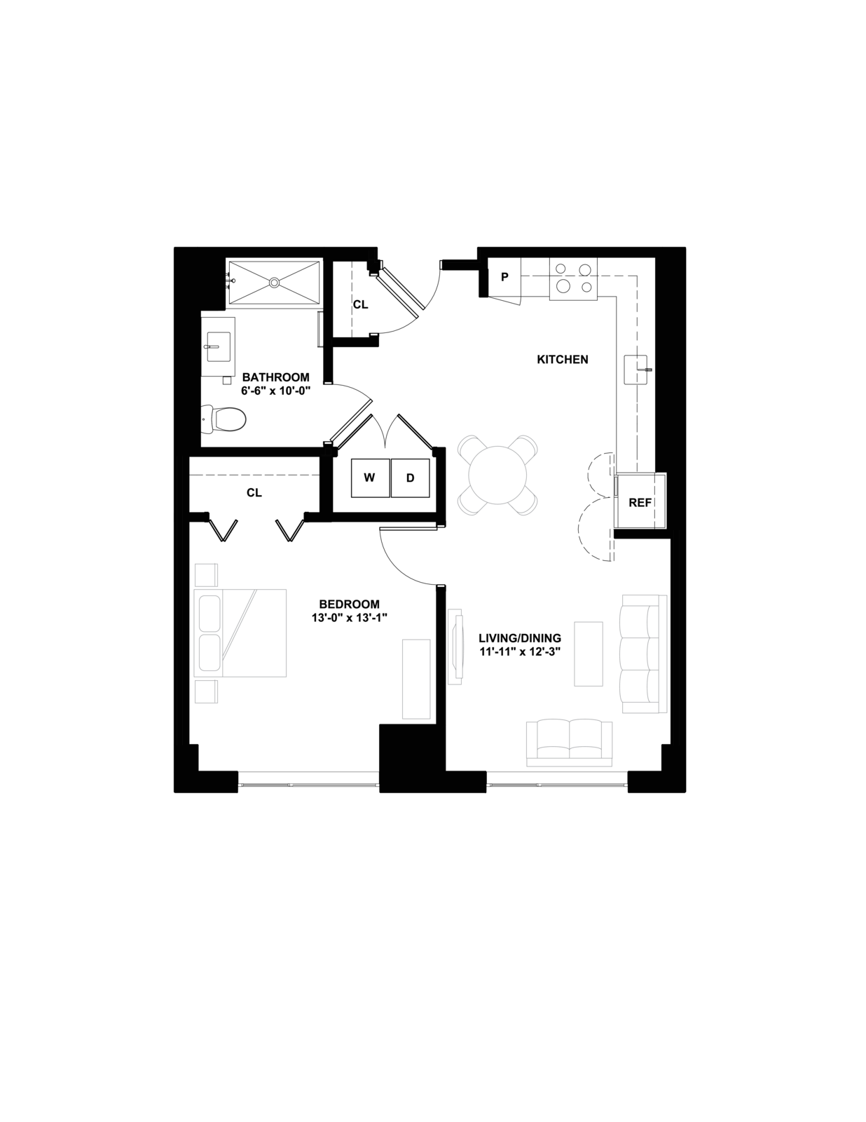 Floor plan layout diagram for 1C-HC