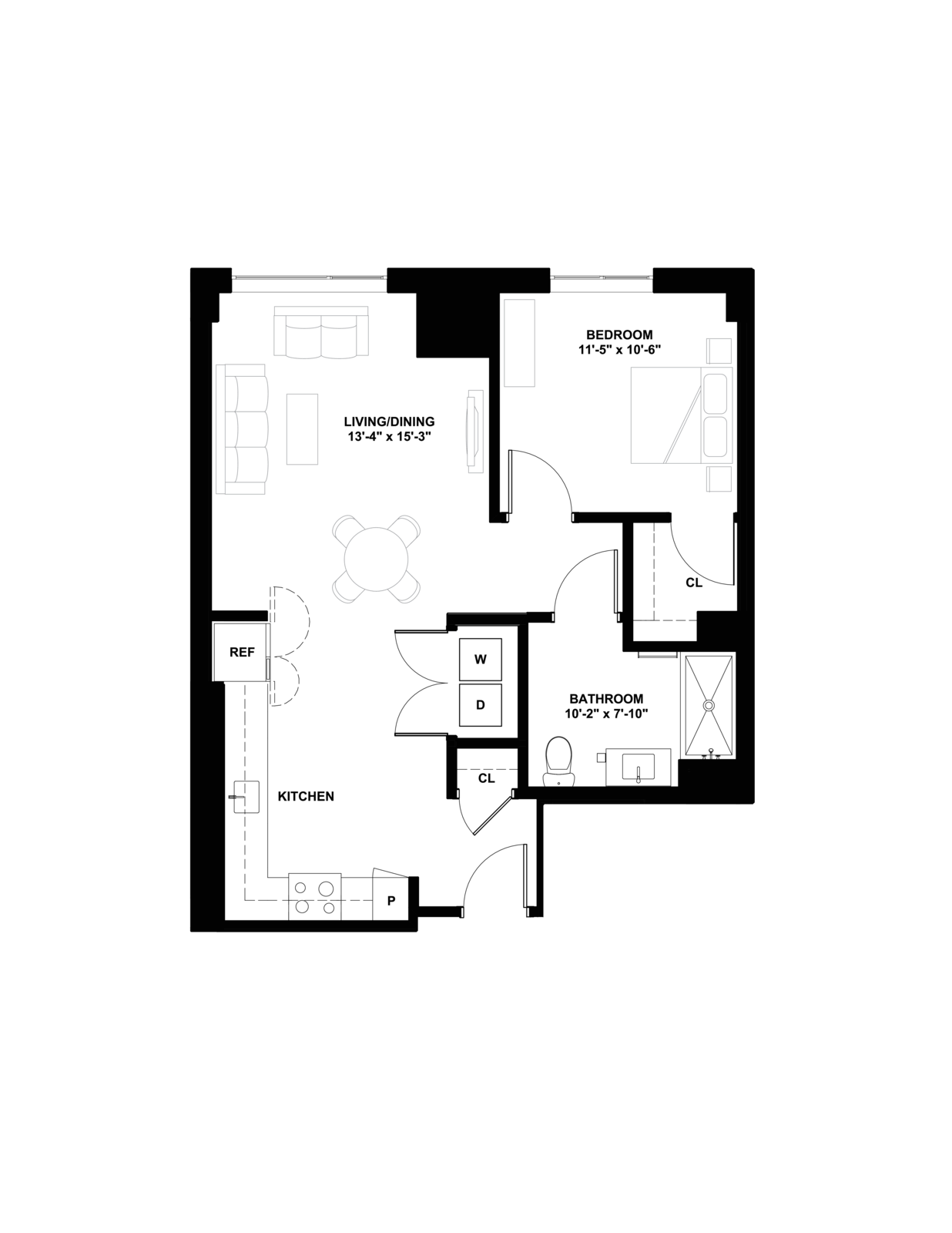 Floor plan layout diagram for 1D-HC