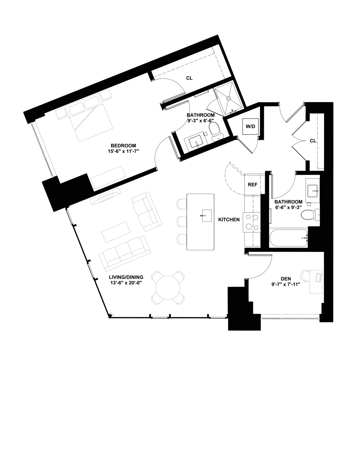 Floor plan layout diagram for 1J