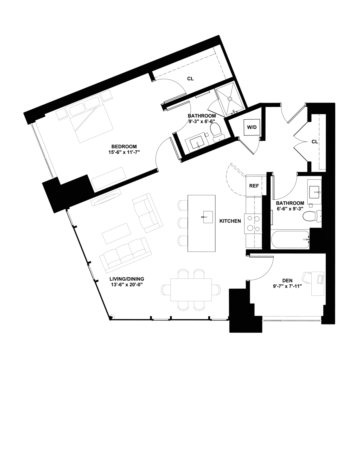 Floor plan layout diagram for 1J-PH