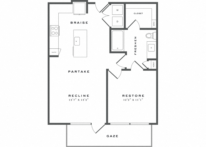 One Bedroom Floorplan