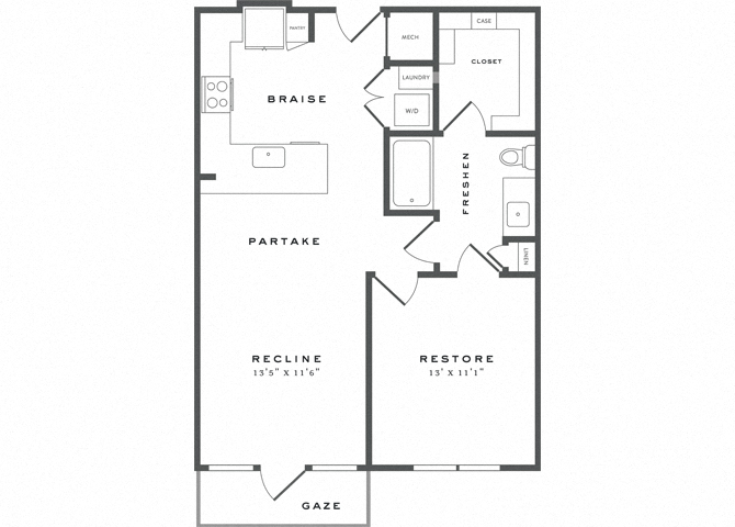 One Bedroom Floorplan