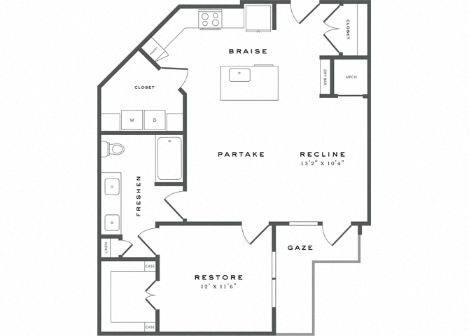 One Bedroom Floorplan