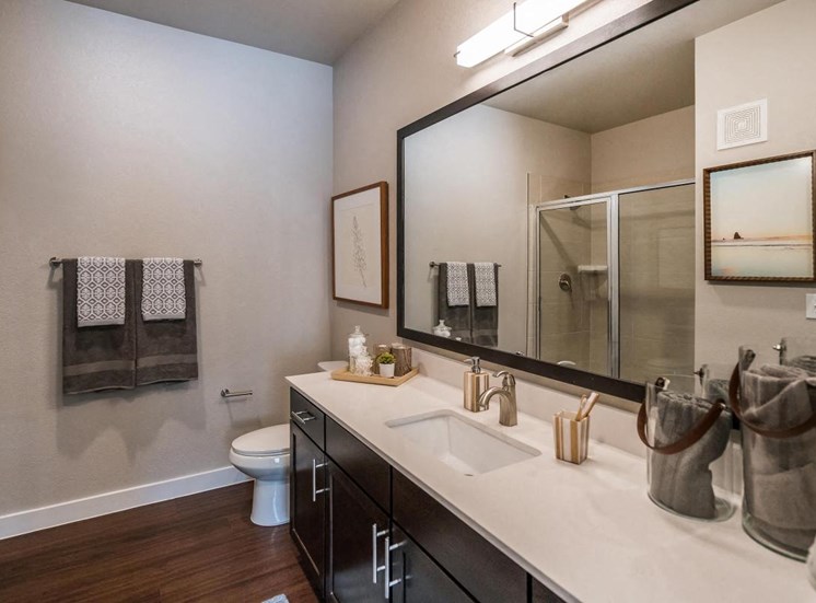 Renovated Bathrooms With Quartz Counters at Eleva, Katy, TX, 77494