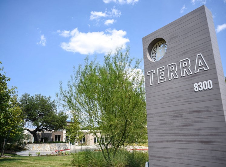 Terra monument sign at Terra, Austin, TX, 78744