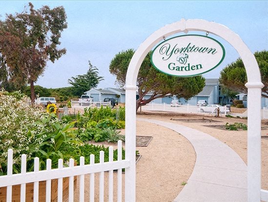 Yorktown Garden signage and arch