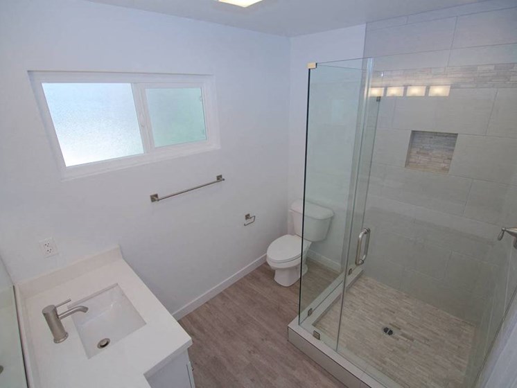 model unit bathroom glass shower