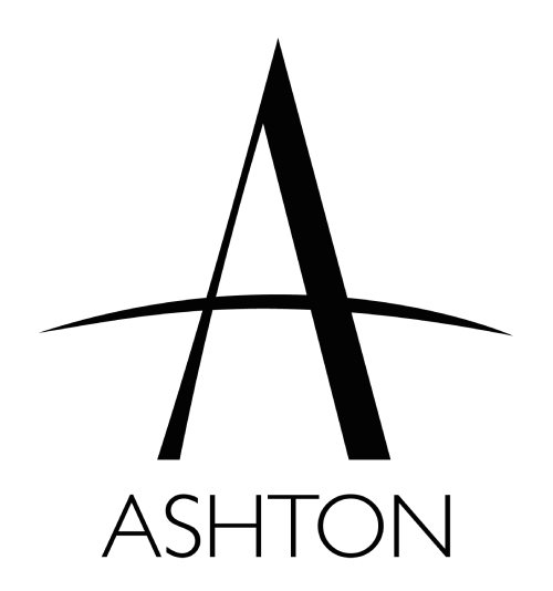 A black letter A with a line underneath it and the word ASHTON below.