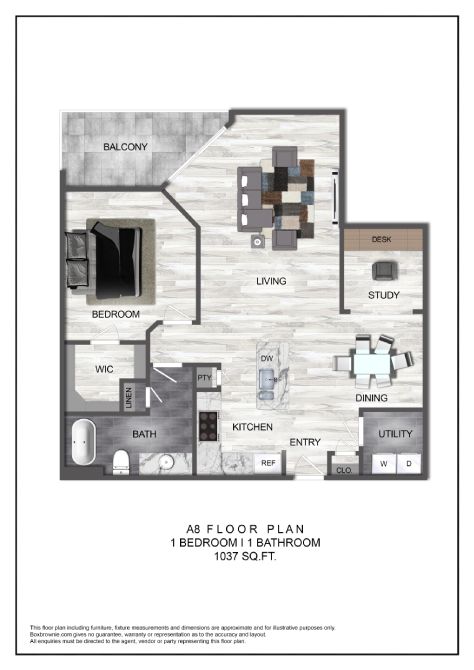 Floor plan layout diagram for A8
