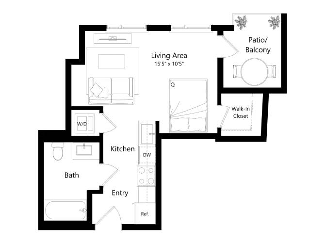 Floor plan layout diagram for S1 - Studio