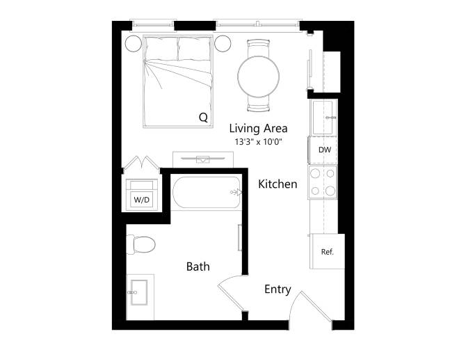 Floor plan layout diagram for BA1 - Studio
