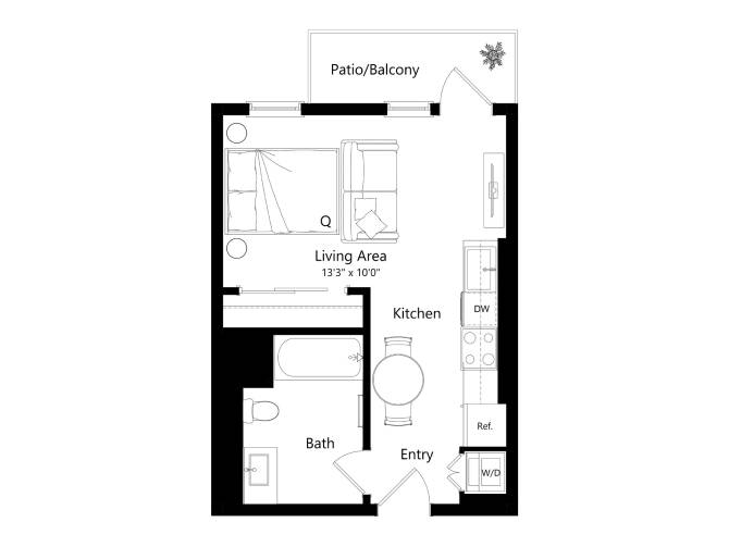 Floor plan layout diagram for BB1 - Studio