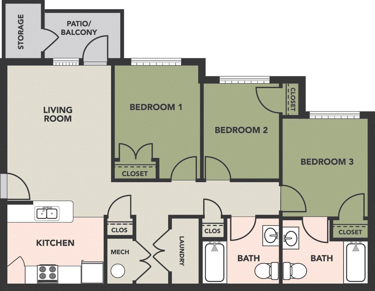 Floor Plans of Four Pointe Apartments in Richmond, KY