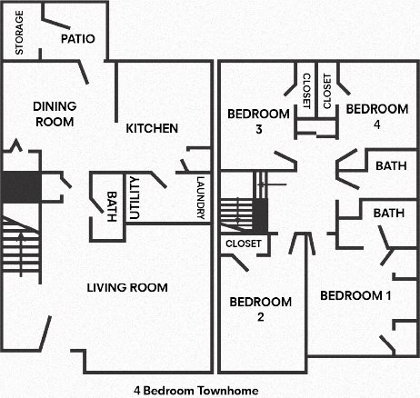 4 Bedroom, 2 1/2 Bath Townhome