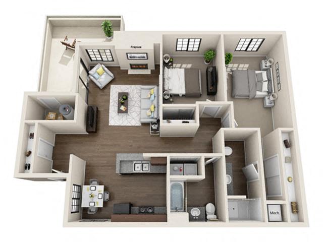 View 2 Bedroom Estrella Floor Plans at Starrview at Starr Pass | Apartments in Tucson, Arizona