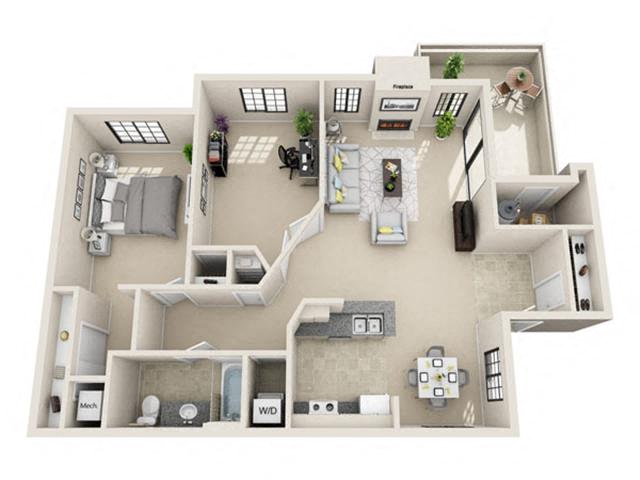 View 1 Bedroom Luna Floor Plans at Starrview at Starr Pass | Apartments in Tucson, Arizona