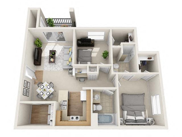 View 2 Bedroom Cherry Creek Floor Plans at Platte View Landing | Apartments in Brighton, Colorado