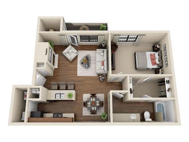 View The Cameron one Bedroom Floor Plan at Mountain View Apartment Homes in Colorado Springs, Colorado