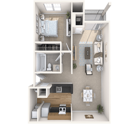 1 Bedroom 1 Bath floor plan