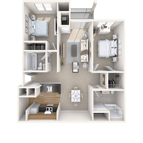 2 Bedroom 2 Bath floor plan
