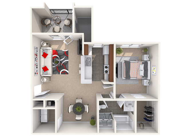 View The Cornerstone one bedroom Floor Plan at Cornerstone Apartments in Independence, Missouri