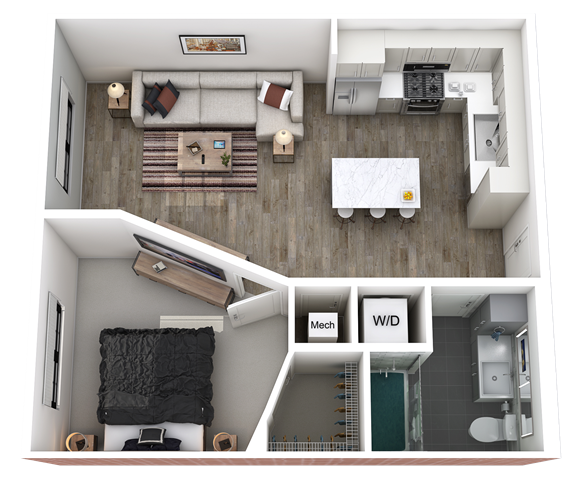 View 1 Bedroom Floor Plans at Steelyard Apartments | Apartments in St. Louis, Missouri