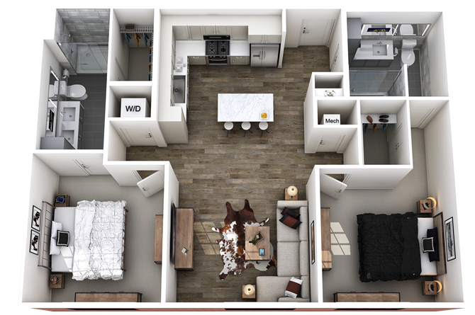View 1 Bedroom Oatmeal Stout Floor Plans at Steelyard Apartments | Apartments in St. Louis, Missouri
