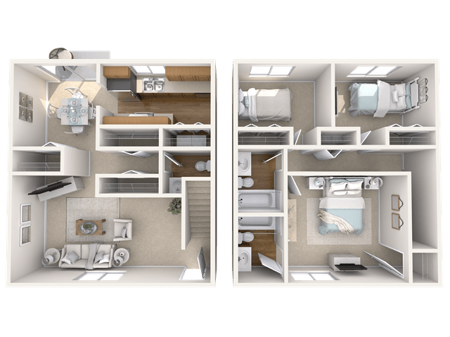 View 2 Bedroom Amethyst Floor Plans at Post Ridge Apartments | Apartments in Nashville, Tennessee