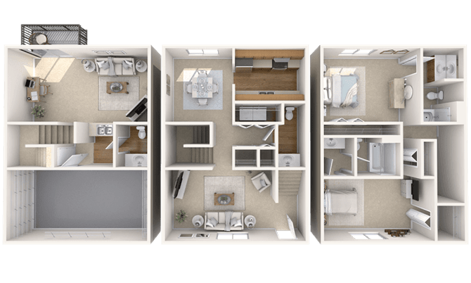 View 3 Bedroom DiamondFloor Plans at Post Ridge Apartments | Apartments in Nashville, Tennessee