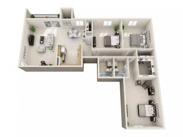 View Grand 2 Bedroom Floor Plan at Parkway Apartments | Apartments in Williamsburg, Virginia