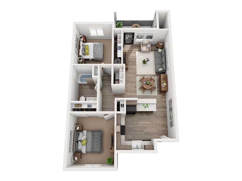 View 2 Bedroom The Cascade, Floor Plans at Rock Creek Commons | Apartments in Vancouver, Washington