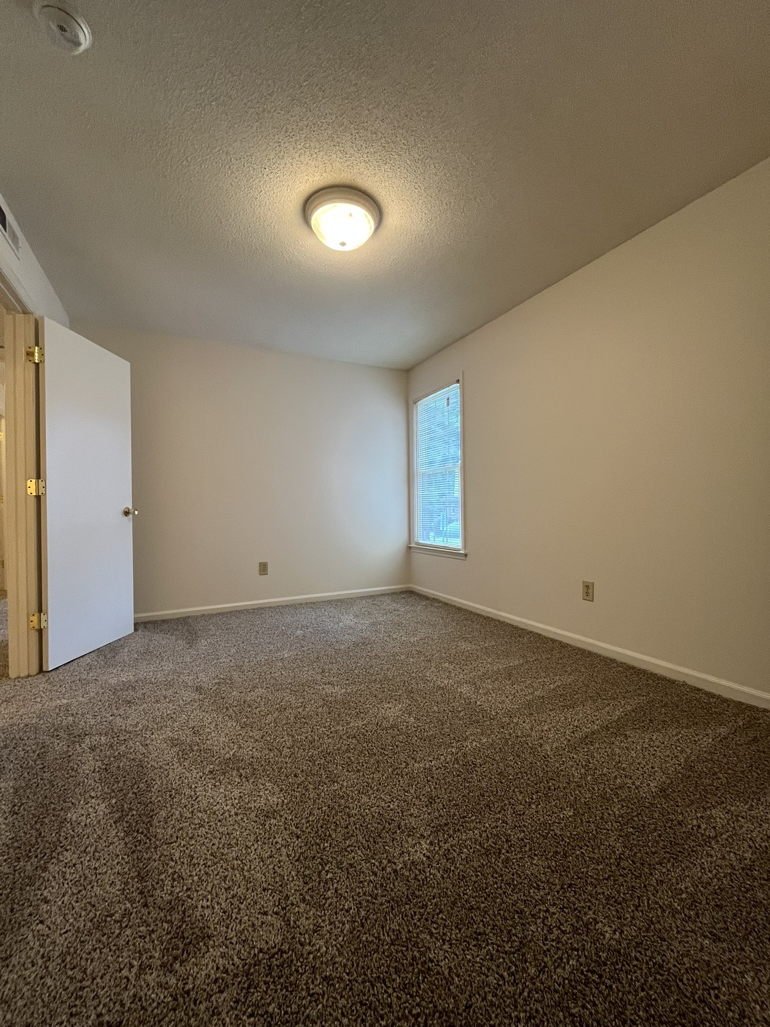 A room with a carpeted floor and a window letting in light.,A room with a carpeted floor and a window letting in light.