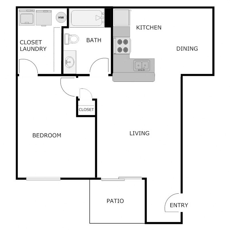 1 Bedroom 1 Bathroom - Lower