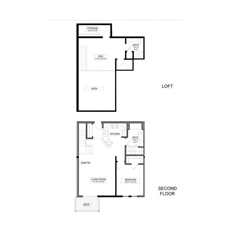 1 Bedroom 2 Bath_Loft