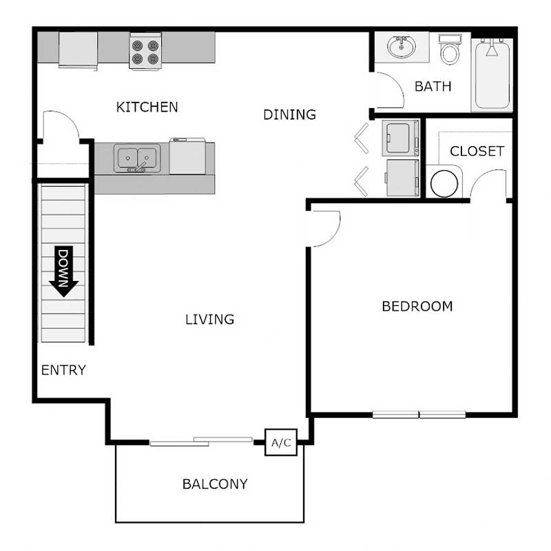 1 Bedroom 1 Bathroom - Attached Garage
