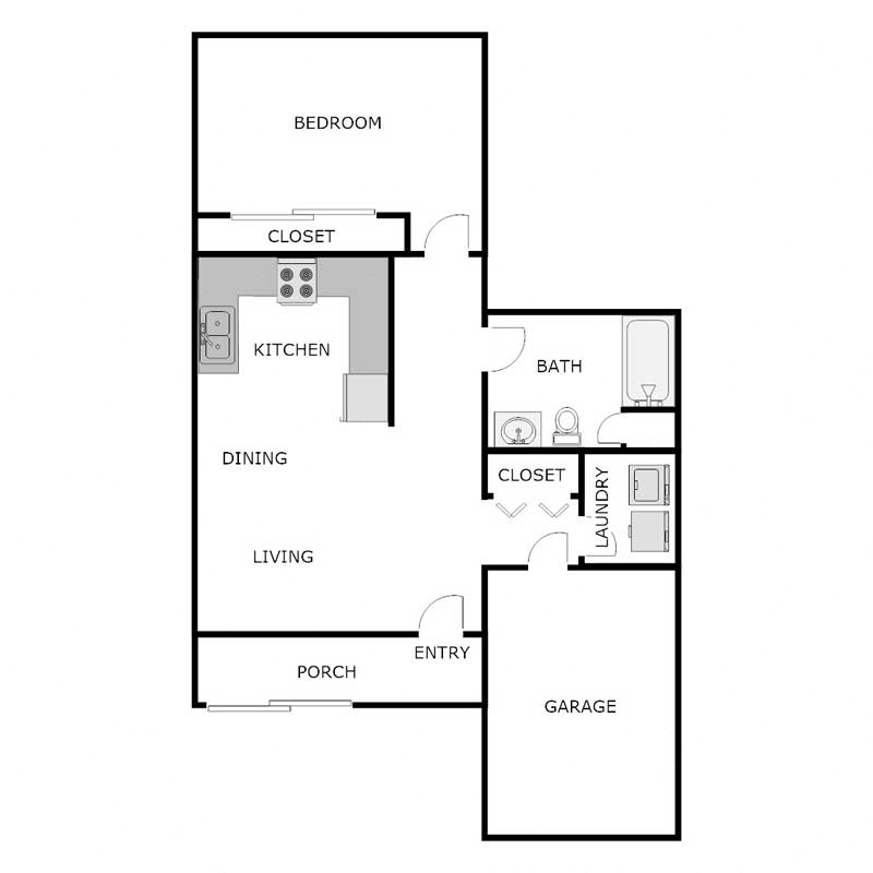 1 Bedroom 1 Bathroom - Large