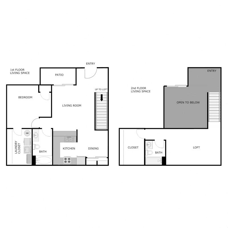 1 Bed 2 Bath w/ Loft