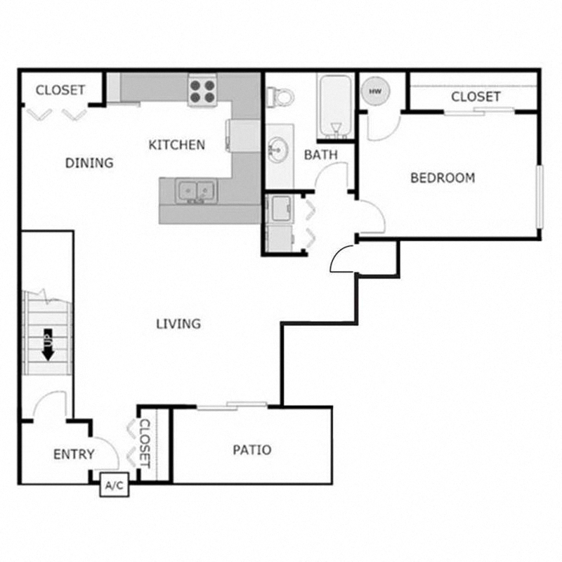 1 Bedroom 1 Bathroom - Small Lower