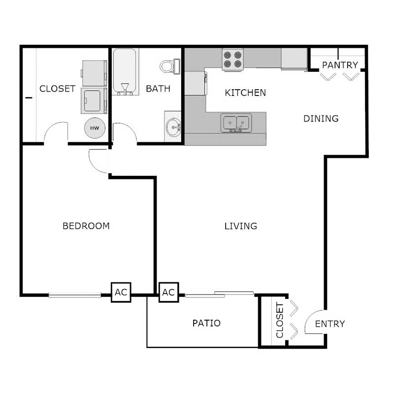 1 Bedroom 1 Bathroom - Lower