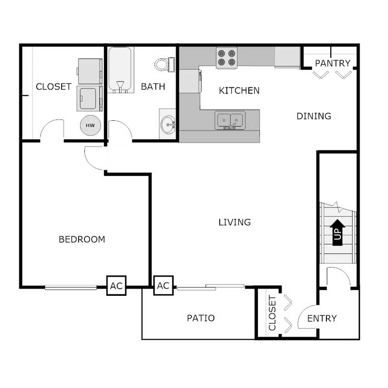 1 Bedroom 1 Bathroom - Lower