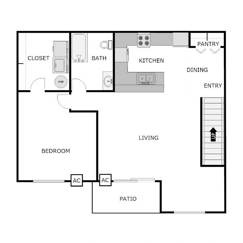 1 Bedroom 1 Bathroom - Upper